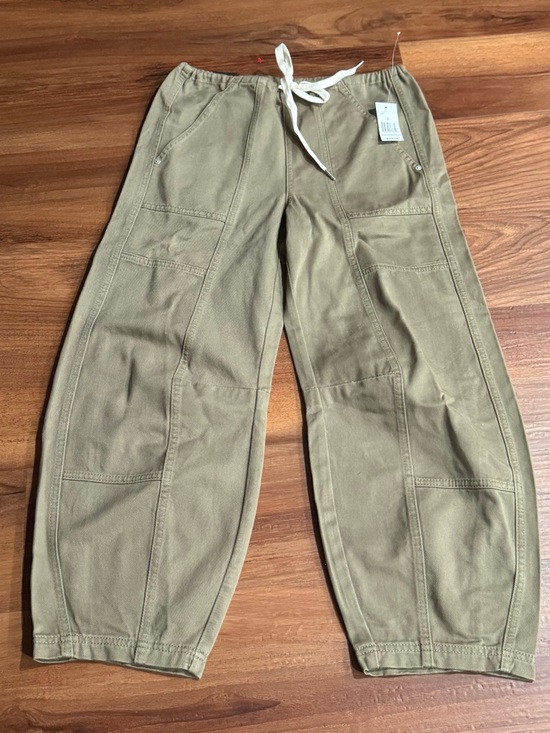 Blank NYC Pants - BLANKNYC Barrel Leg Pants S Tan Drawstring High Rise Utility Wide Leg NWT